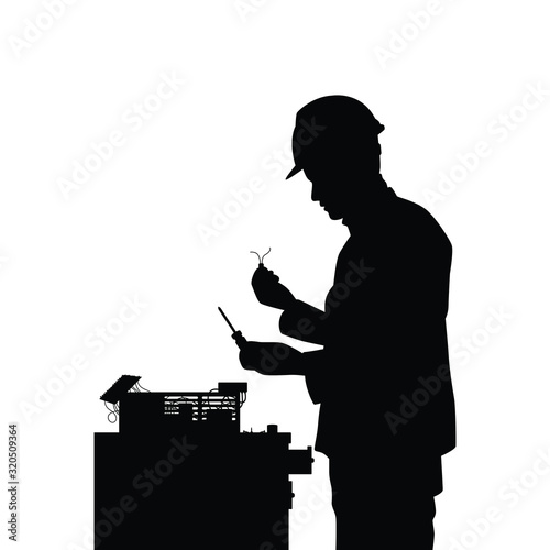 Electric technician silhouette vector