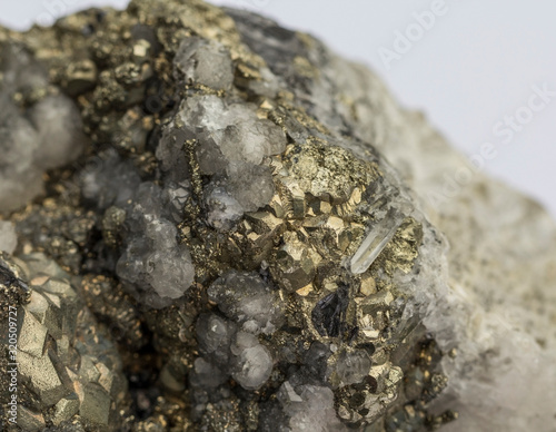 Pyrite and Quartz raw mineral