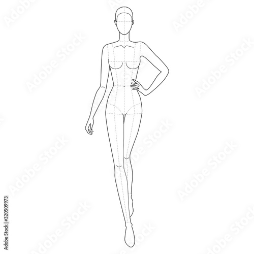 Fashion template of walking women. 