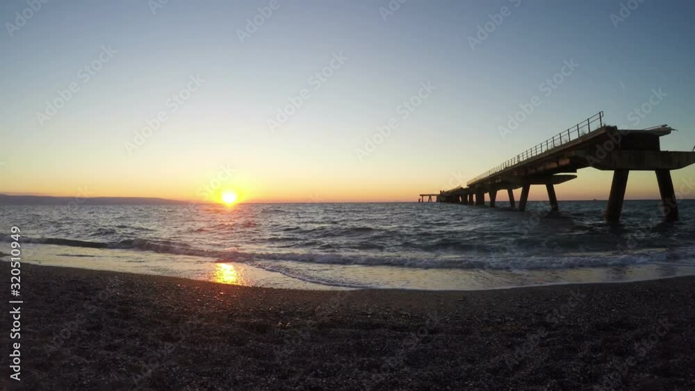 Old Wharf Sea and Sunset, Pier, South Italy, Ruins, Time Lapse 4k Old Wharf Sea and Sunset, Pier, South Italy, Ruins, Time Lapse 4k