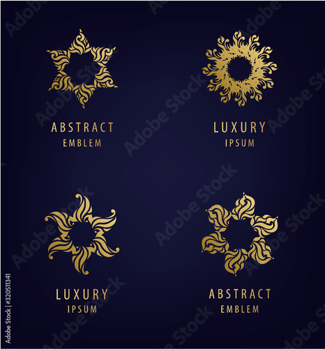 Vector set of abstract modern logo design templates in golden colors, arabic motifs. Luxury, jewelry concepts for exclusive services and products, beauty and spa industry