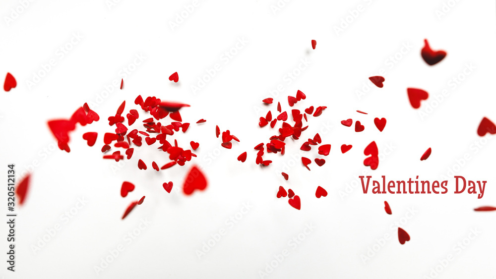Flying red hearts on white background, Soft Focus With Bokeh. Valentines Day Love Idea Flying red hearts on white background, Soft Focus With Bokeh. Valentines Day Love Idea