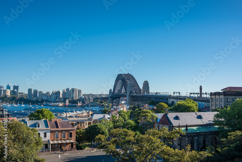 Sydney cityscape with Sydney Harbour Bridge and Harbour view