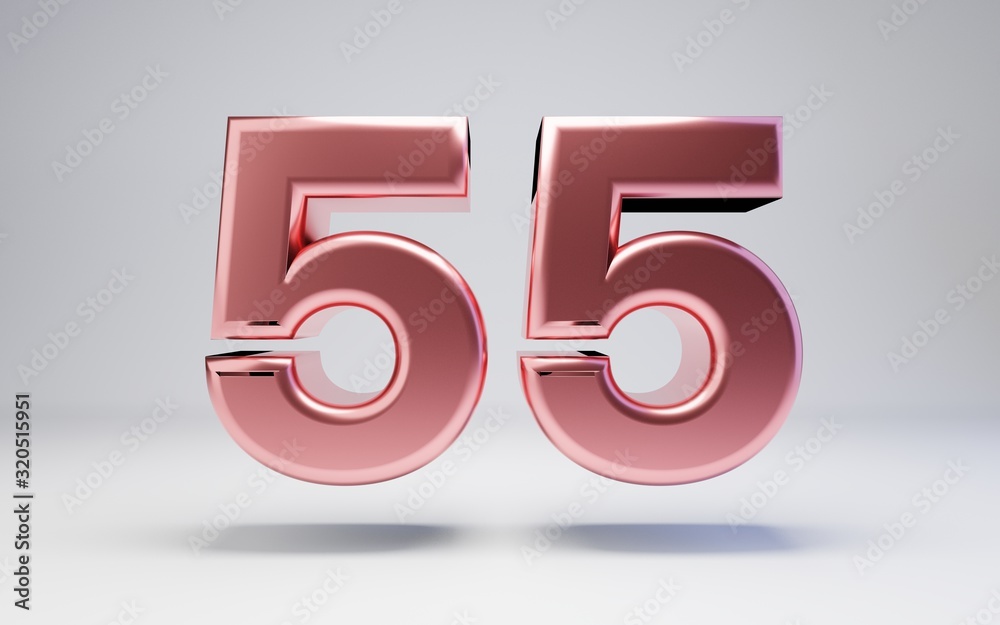 Rose Gold number 55 isolated on white background Stock Illustration ...