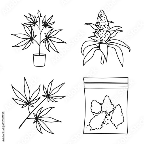 Vector illustration of drug and addiction symbol. Collection of drug and narcotic vector icon for stock.