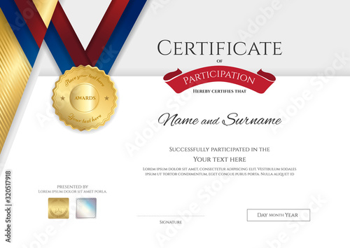 Certificate template in sport theme with border frame, Diploma design