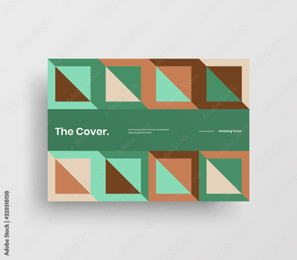 Naklejka premium Creative business presentation vector A4 horizontal orientation front page mock up. Modern corporate report cover abstract geometric illustration design layout. Company identity brochure template.