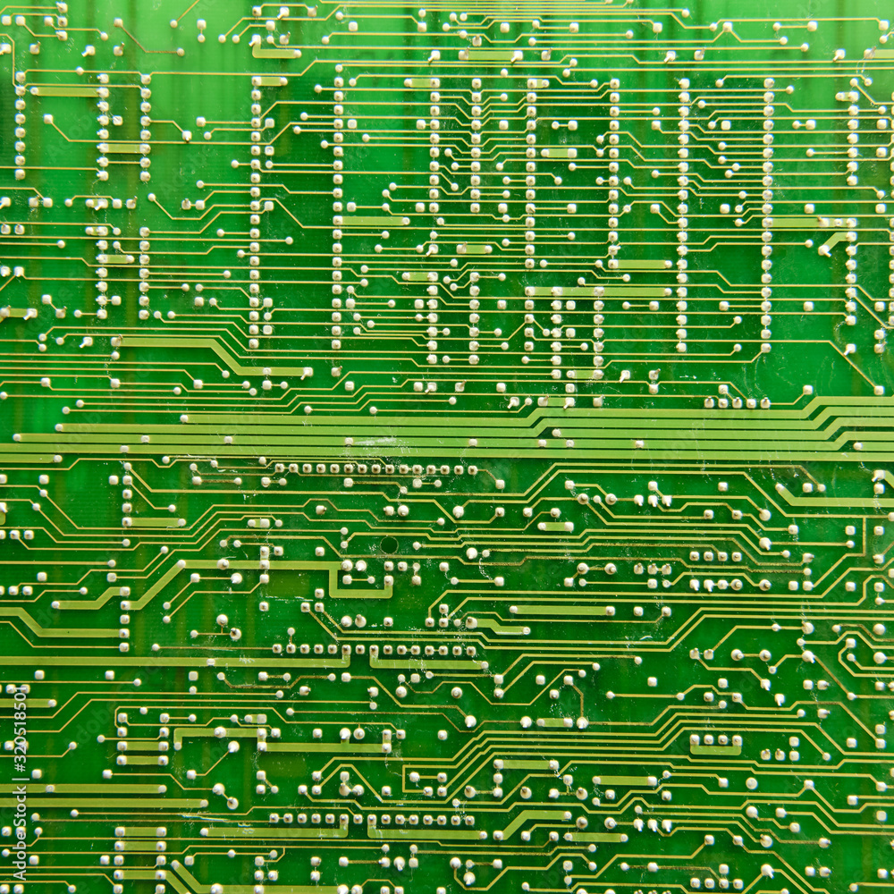 Background printed circuit board is a plate made of dielectric. On the green surface of which the electrically conductive paths of the electronic circuit are formed.