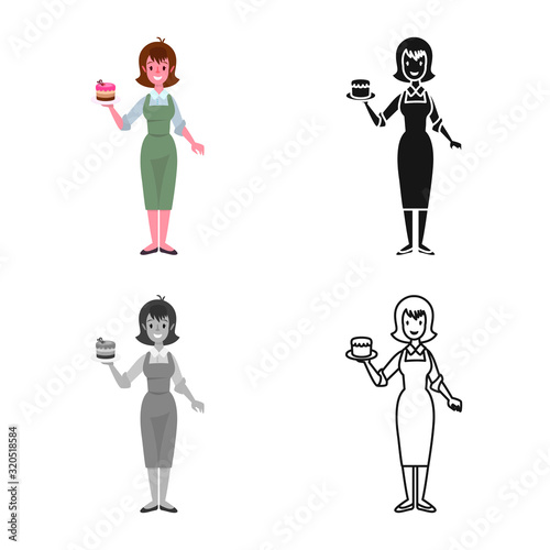 Isolated object of waitress and coffee sign. Graphic of waitress and woman stock symbol for web.