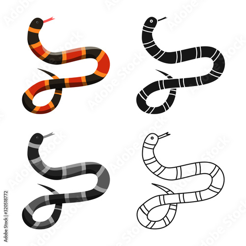 Vector design of serpent and black logo. Web element of serpent and milk stock vector illustration.
