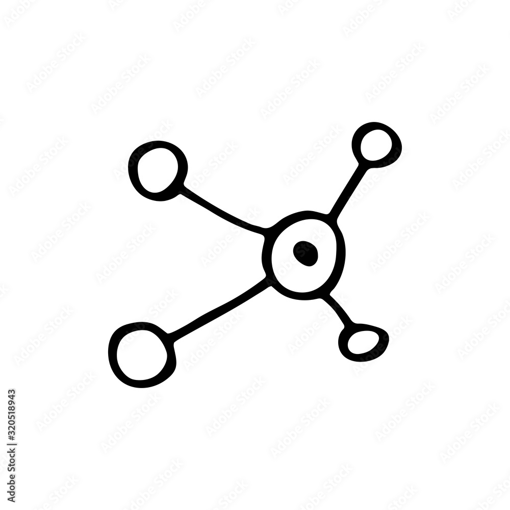 Chemical compounds, blood element cartoon hand drawn doodle vector illustration, icon, sticker. Black line art design. Isolated on white background. Easy to change color. Medicine, health care.