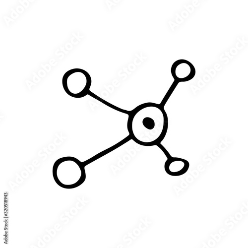 Chemical compounds, blood element cartoon hand drawn doodle vector illustration, icon, sticker. Black line art design. Isolated on white background. Easy to change color. Medicine, health care.