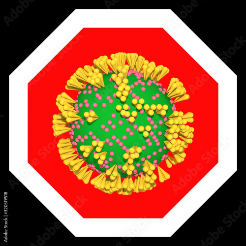 Novel coronavirus 2019-nCoV alert. Stop severe acute and middle east respiratory syndrome 3d illustration