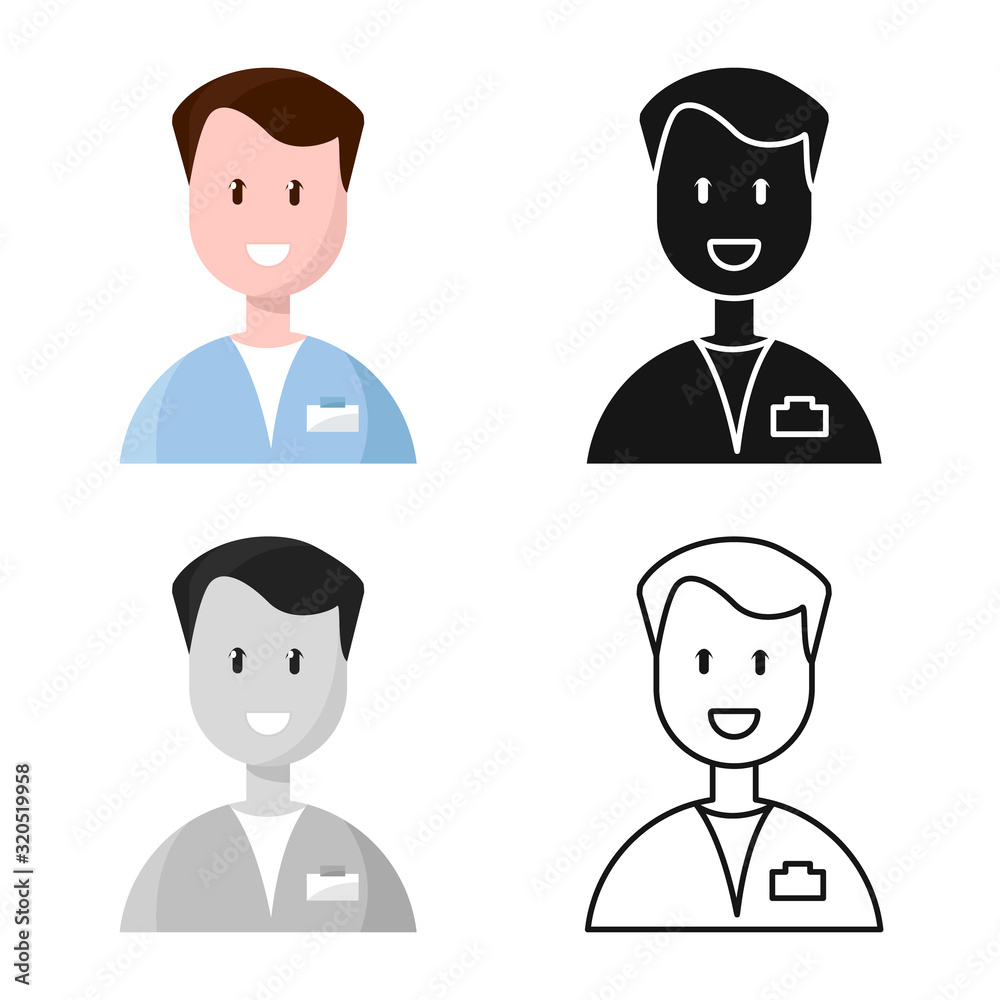 Isolated object of doctor and treatment symbol. Collection of doctor and portrait vector icon for stock.