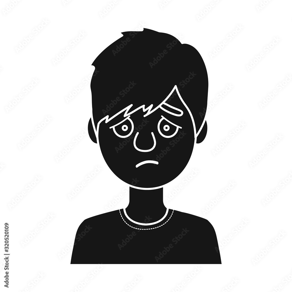 Vector illustration of guy and sad logo. Set of guy and expressing stock vector illustration.