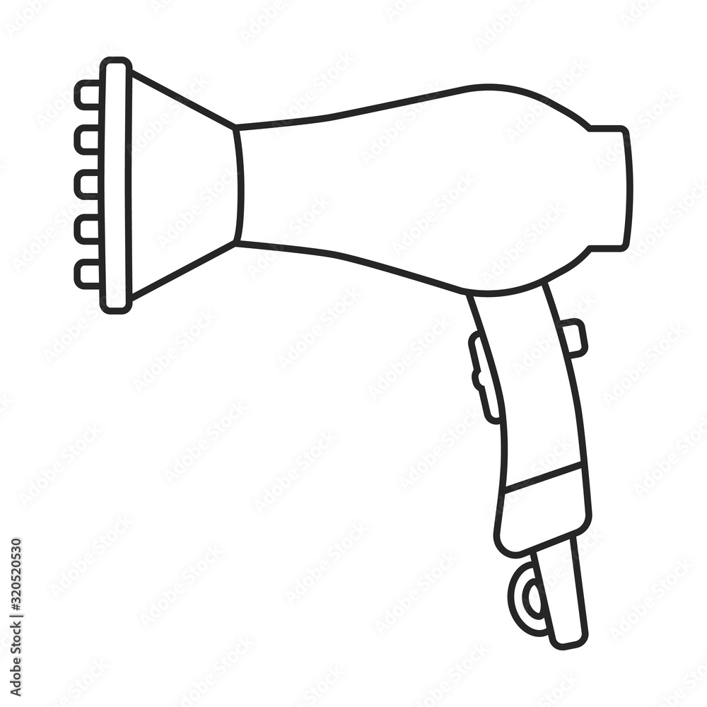 Hair dryer vector icon.Outline,line vector icon isolated on white background hair dryer .