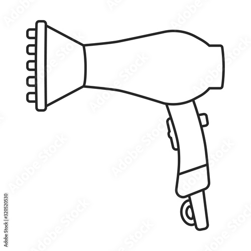 Hair dryer vector icon.Outline,line vector icon isolated on white background hair dryer .