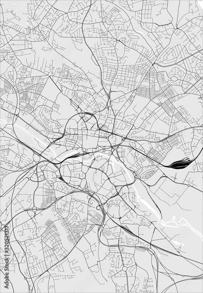 map of the city of Leeds, West Yorkshire, Yorkshire and the Humber , England, UK