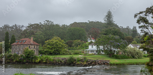 Kerikeri Mission Station. Stone store and Kemp House. Bay of Islands