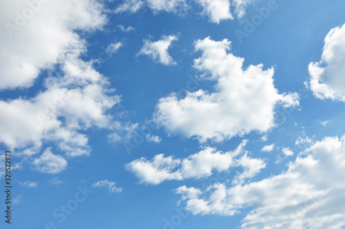 Blue sky with white clouds in rainy season.