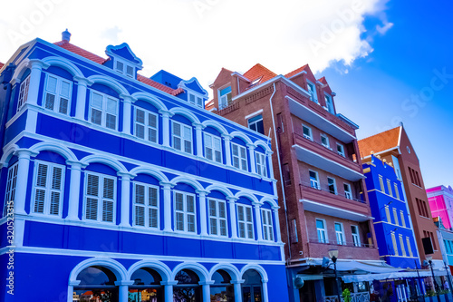 Willemstad, Curacao, Netherlands - Specific coloured buildings in Curacao