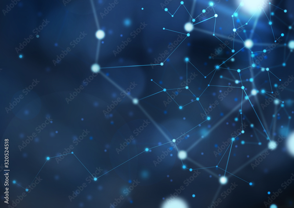 Illustration einer Netzwerkverbindung mit blauen Linien. Illustration einer Netzwerkverbindung mit blauen Linien.