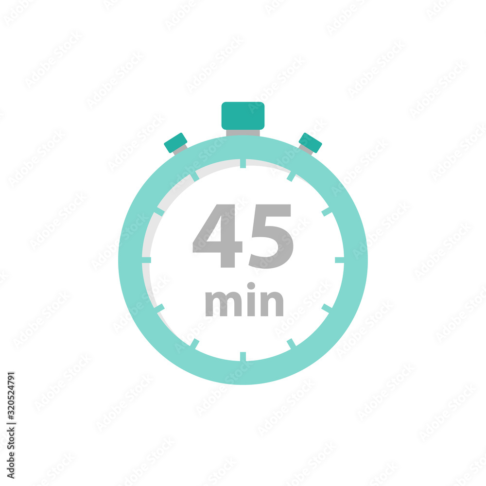 Stopwatch 45 min icon flat style Stopwatch 45 min icon flat style