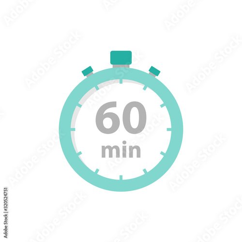 Stopwatch 60 min icon flat style