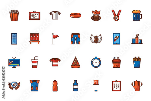 bundle of american football set icons