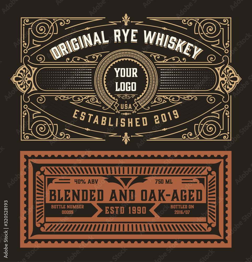 Whiskey Label with floral details