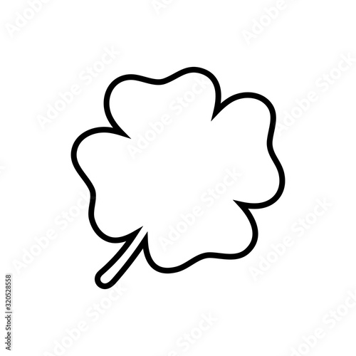 Outline clover isolated on white background. Vector plant icon with 4 leaves. Symbol of good luck, success, money, St. Patricks Day. Illustration for a traditional Irish holiday. Can be used as bubble