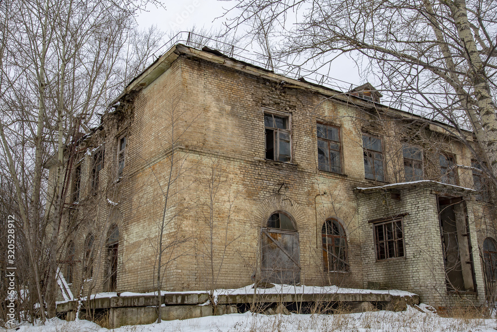 Fototapeta premium Abandoned industrial building of the MIG Aircraft Building Plant in Moscow, Russia