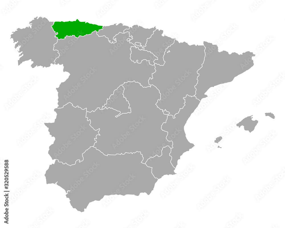 Karte von Asturien in Spanien