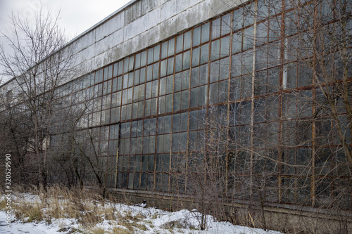 Abandoned industrial building of the MIG Aircraft Building Plant in Moscow, Russia