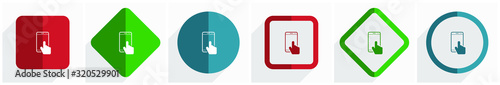 Smartphone, mobile phone icon set, flat design vector illustration in 6 options for webdesign and mobile applications in eps 10