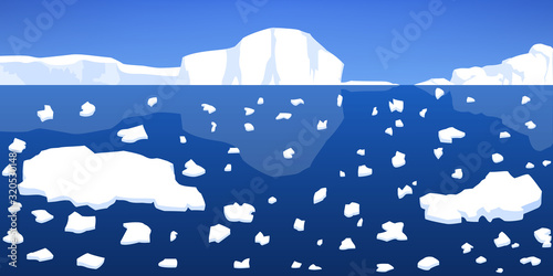 Global warming concept. Polar ocean with melting ice.
