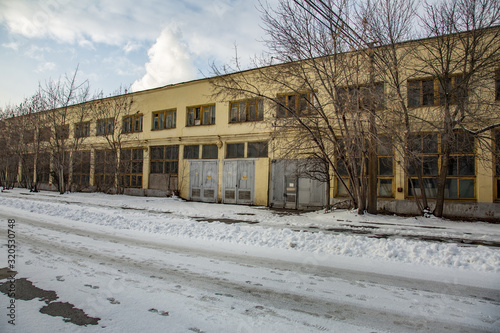 Abandoned industrial building of the MIG Aircraft Building Plant in Moscow, Russia