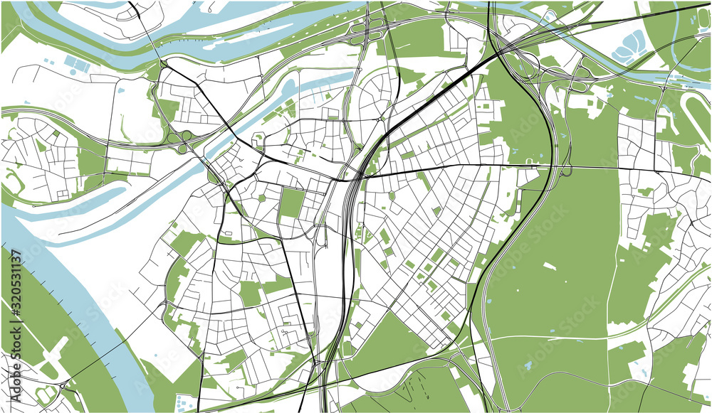 Fototapeta premium map of the city of Duisburg, Germany