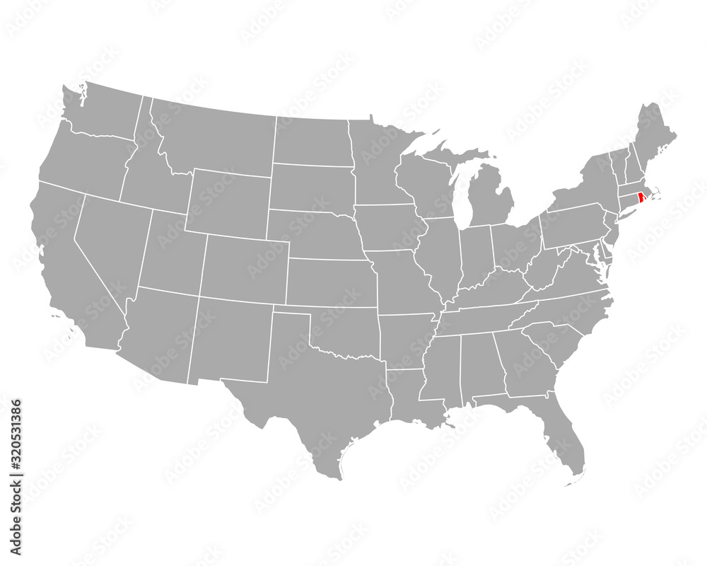Karte von Rhode Island in USA