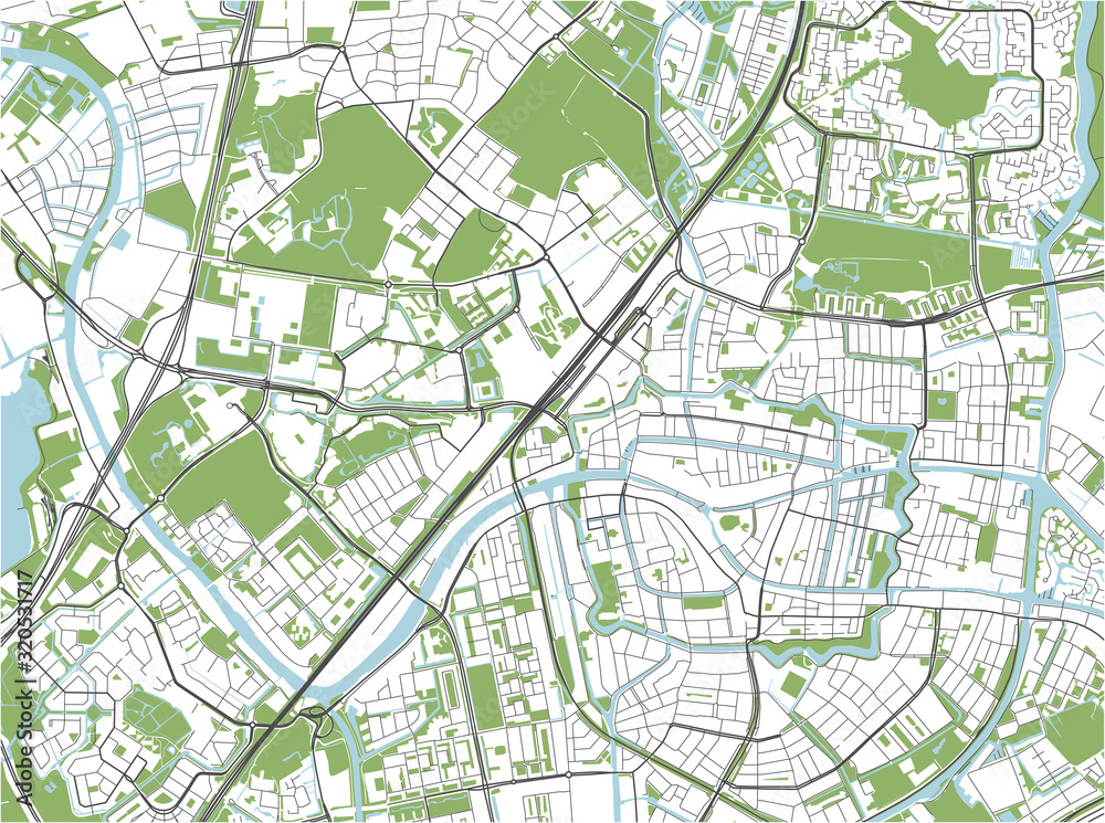 map of the city of Leiden, Netherlands