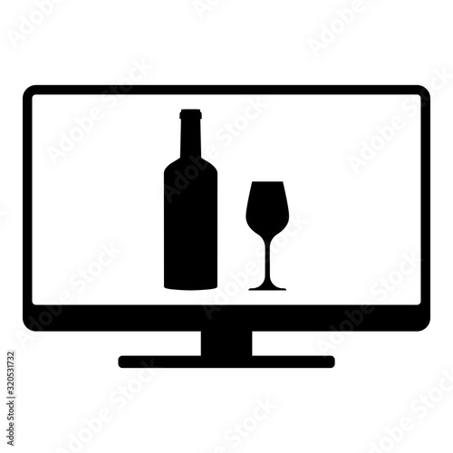 Weinglas und Monitor