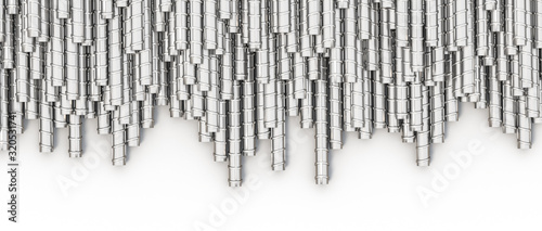 3d image of a large quantity of metal rods for building use.