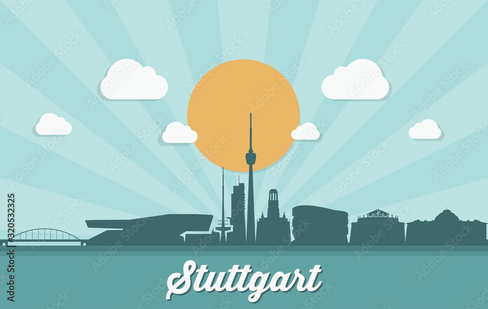 Stuttgart skyline - Germany - vector illustration