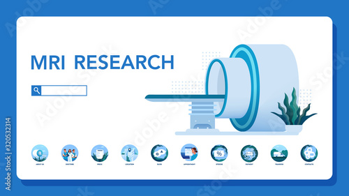 Magnetic resonance imaging website header. Medical research and diagnosis.