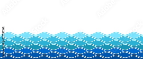 Water waves. Ocean surfing wave, isolated sea background. Abstract nature summer banner. Vector blue wavy seamless pattern. Illustration wavy curve, marine wave flowing seamless