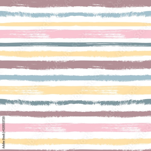 Fototapeta Brush pattern. Pastel stripes, grunge graphic colorful seamless texture. Paintbrushes for child textile swatches. Ink vector background. Illustration pattern brush artistic, seamless pastel