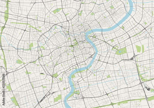 Fotografie, Obraz map of the city of Shanghai, China
