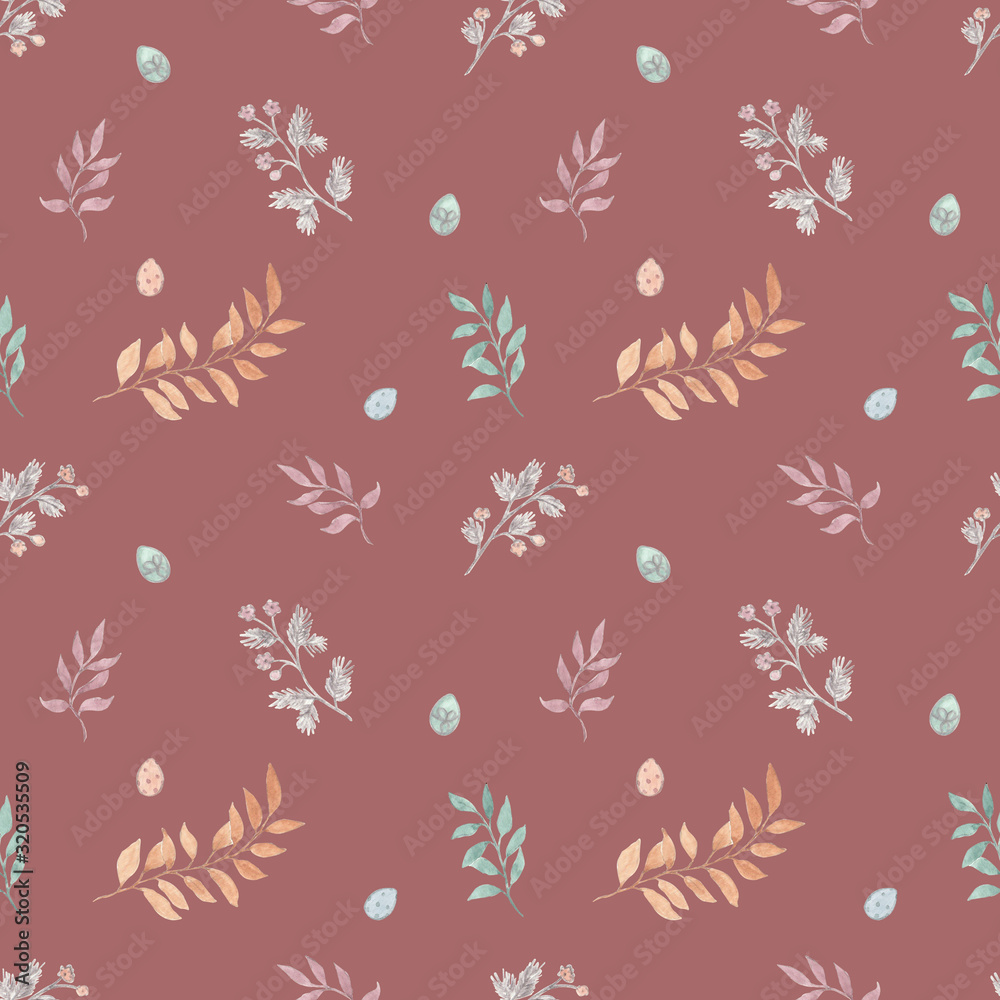 Seamless hand painted pattern with easter eggs and floral vintage Seamless hand painted pattern with easter eggs and floral vintage