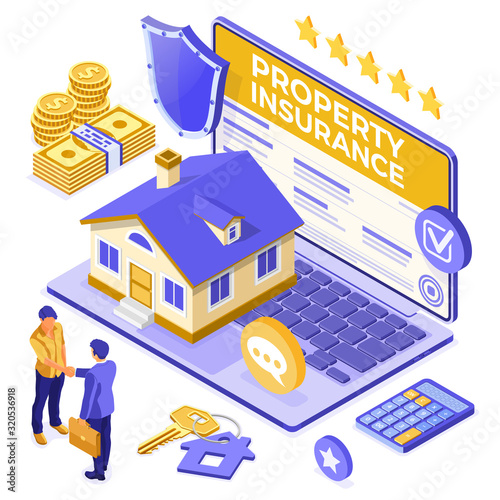 Online Propery House Insurance Isometric