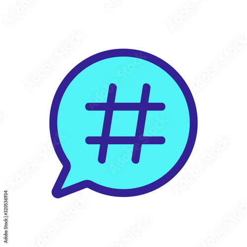 hashtag icon vector. A thin line sign. Isolated contour symbol illustration